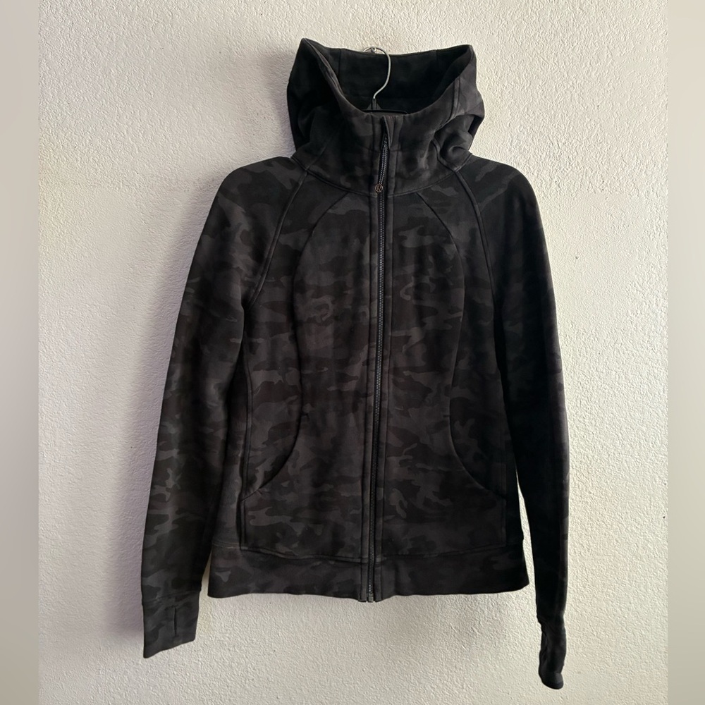 Lululemon Women's Scuba Hoodie Light Cotton Fleece Incognito Camo Gray 12 - Picture 6 of 13
